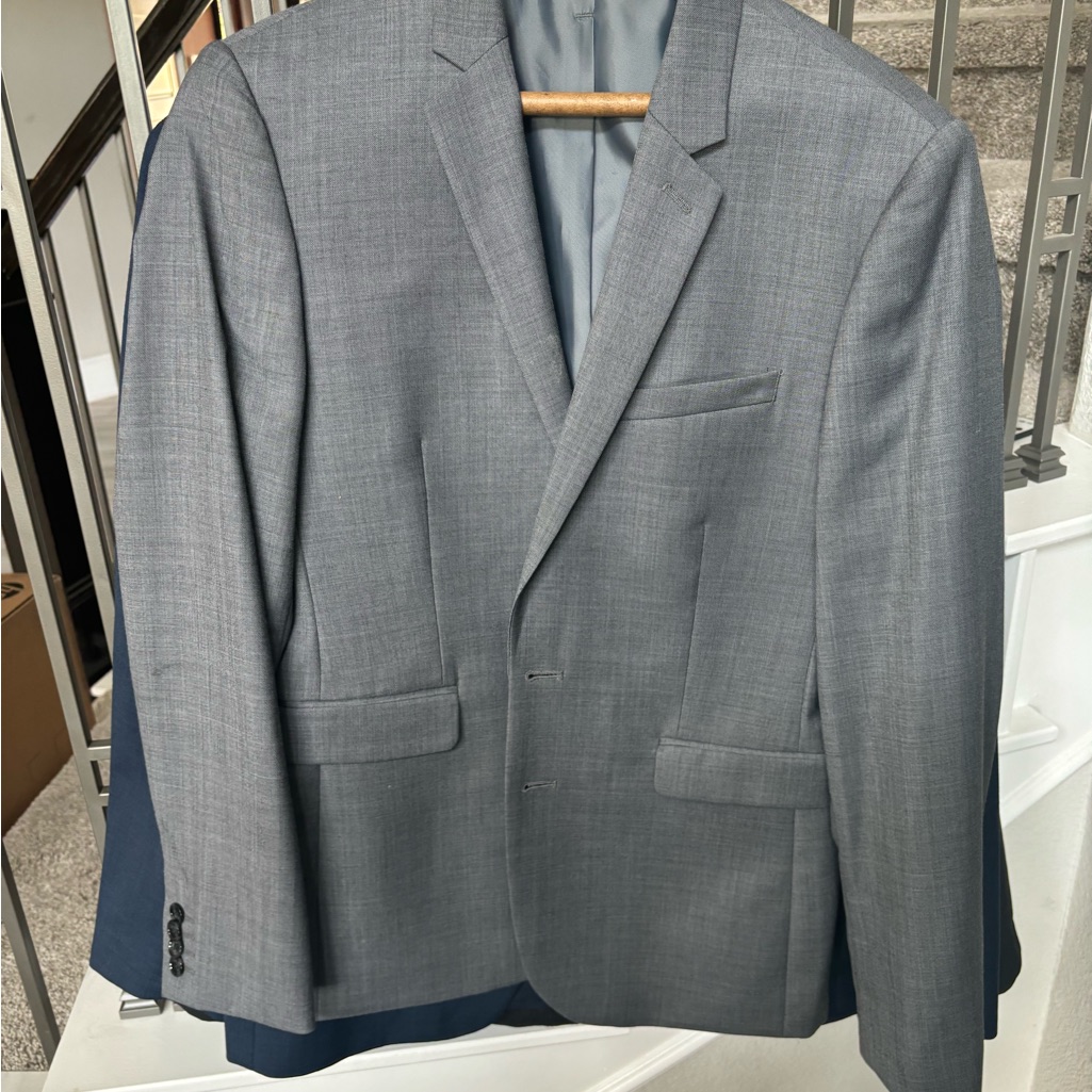 Express Gray Sport Coat With Notched Lapels And Structured Shoulders